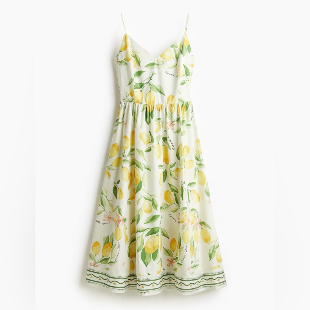 H&M Slip Dress Lemon Print Summer 2025 Collection Size XS Extra Small